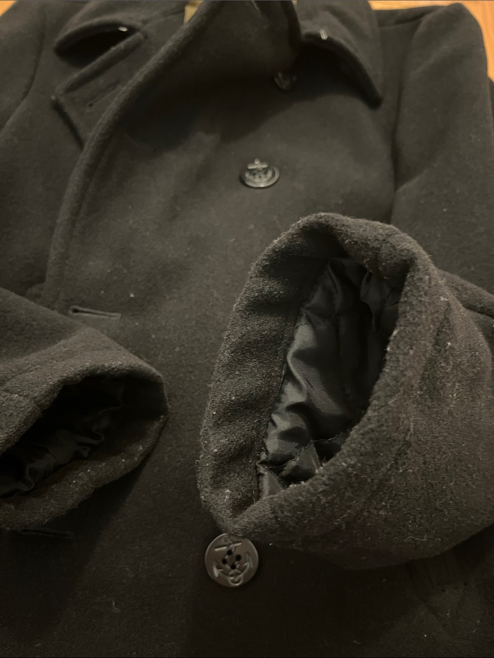J. Crew Men’s Black Double-Breasted Wool Peacoat - Picture 14 of 16